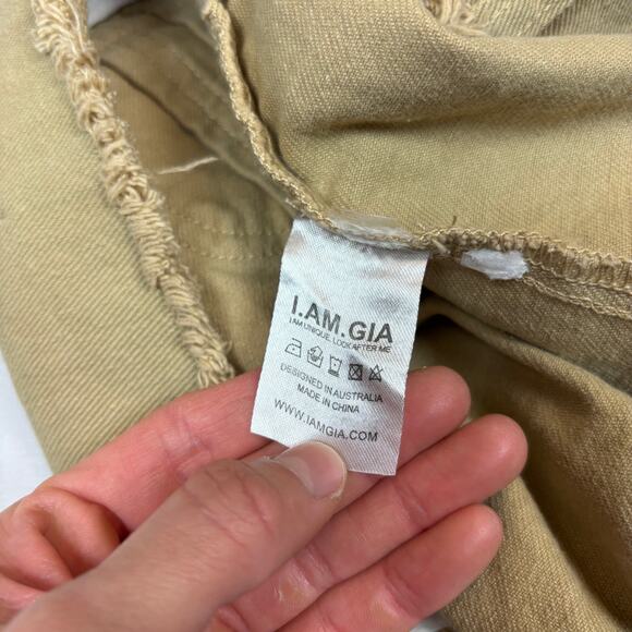 I.AM.GIA Skylar Skirt Raw Hem Pleated Tan Mini Skirt Women's Large Y2K - Picture 6 of 8